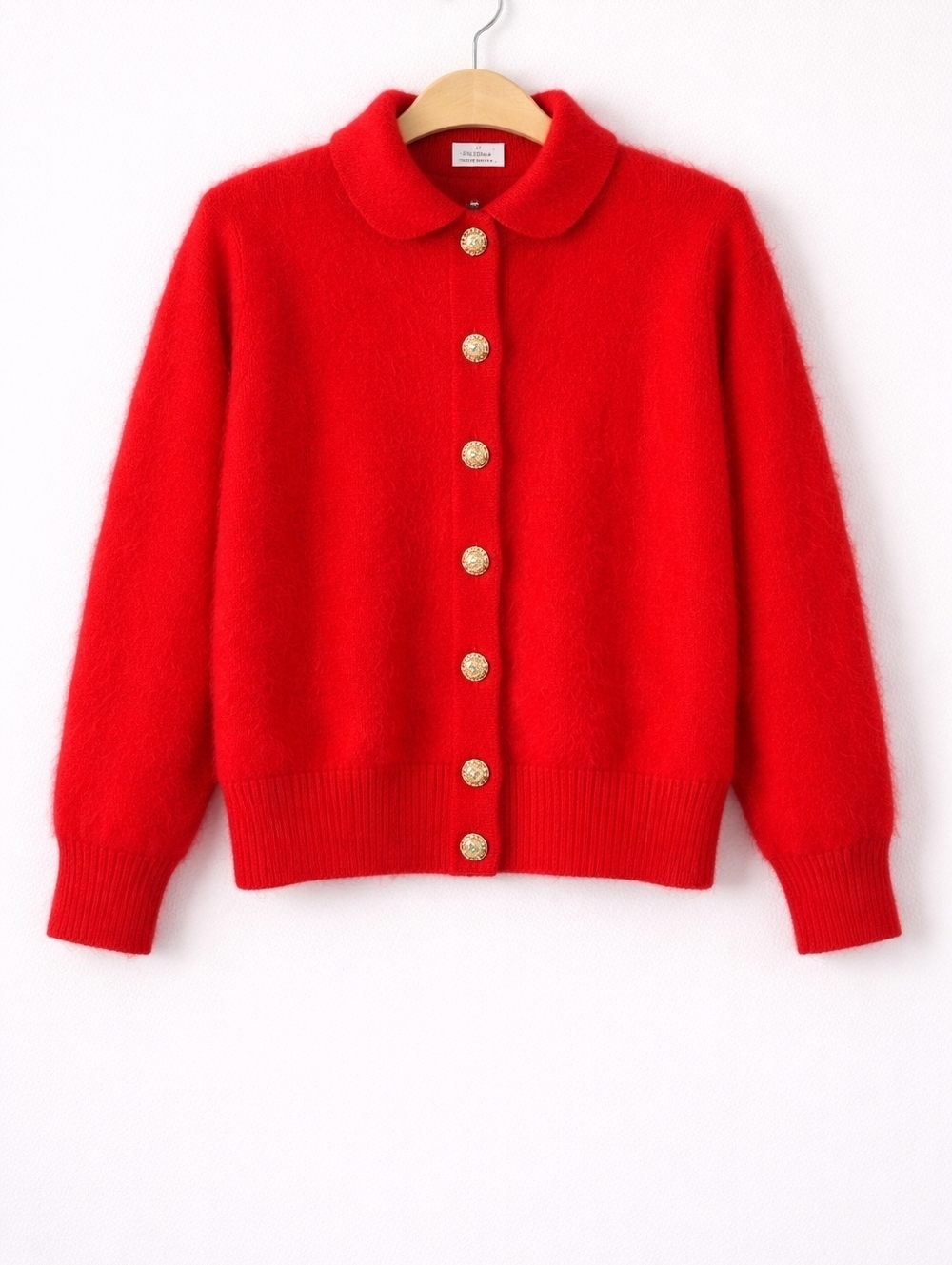 Belldini~VTG 80s~Angora~Bright Red Sweater~Womens Lined Cardigan~Prep~Size Large